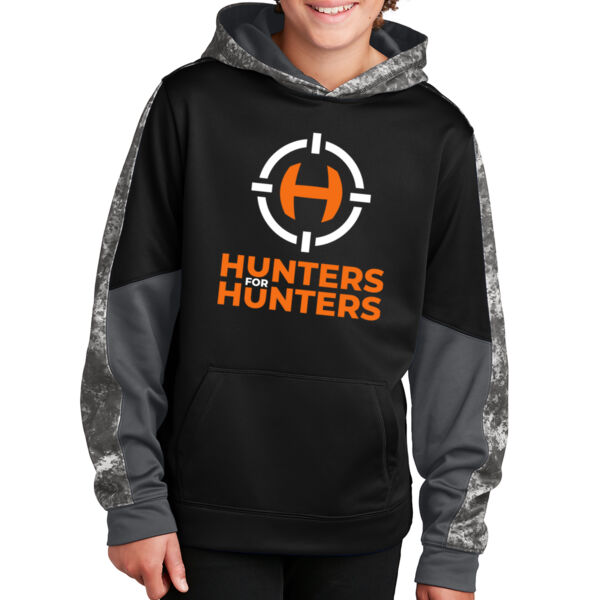 Sport-Tek® Youth Sport-Wick® Mineral Freeze Fleece Colorblock Hooded Pullover - Printed Logo Thumbnail