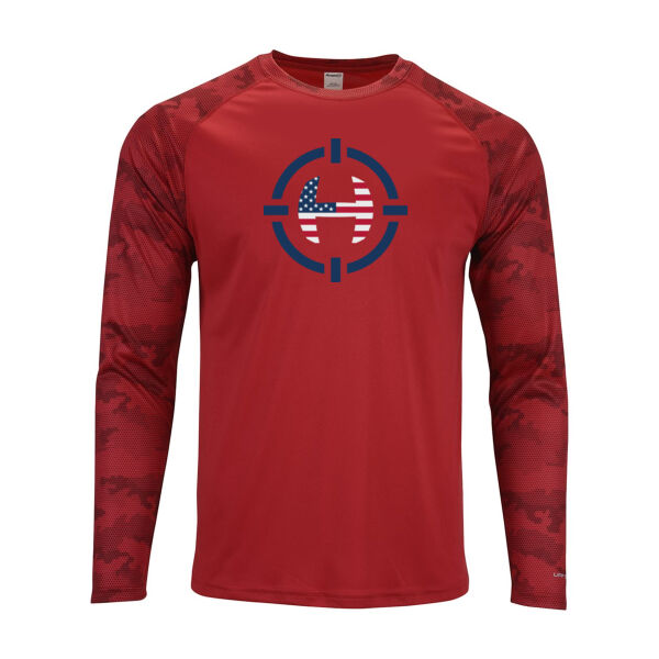 Paragon - Cayman Performance Camo Colorblocked Long Sleeve T-Shirt - Printed Logo Thumbnail